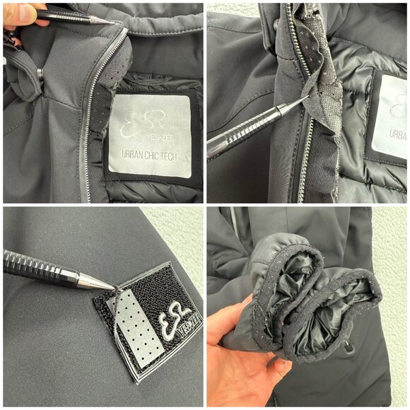 Yes Zee Coat Womens Extra Large XL Black Down Puffer Jacket Parka Hooded Winter - Picture 11 of 12